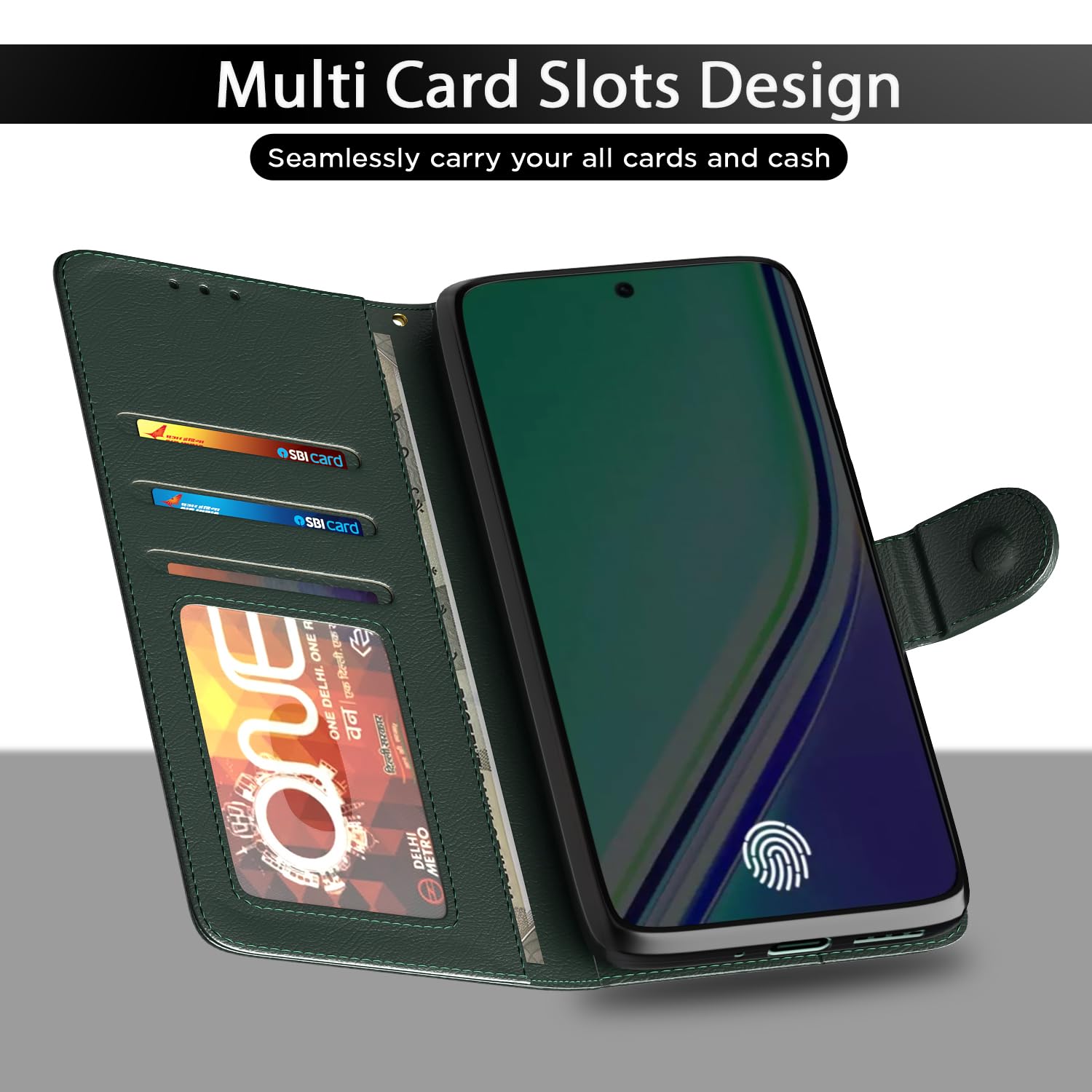 Green wallet flip cover for Realme 14 Pro Plus 5G – Pikkme – photo 5