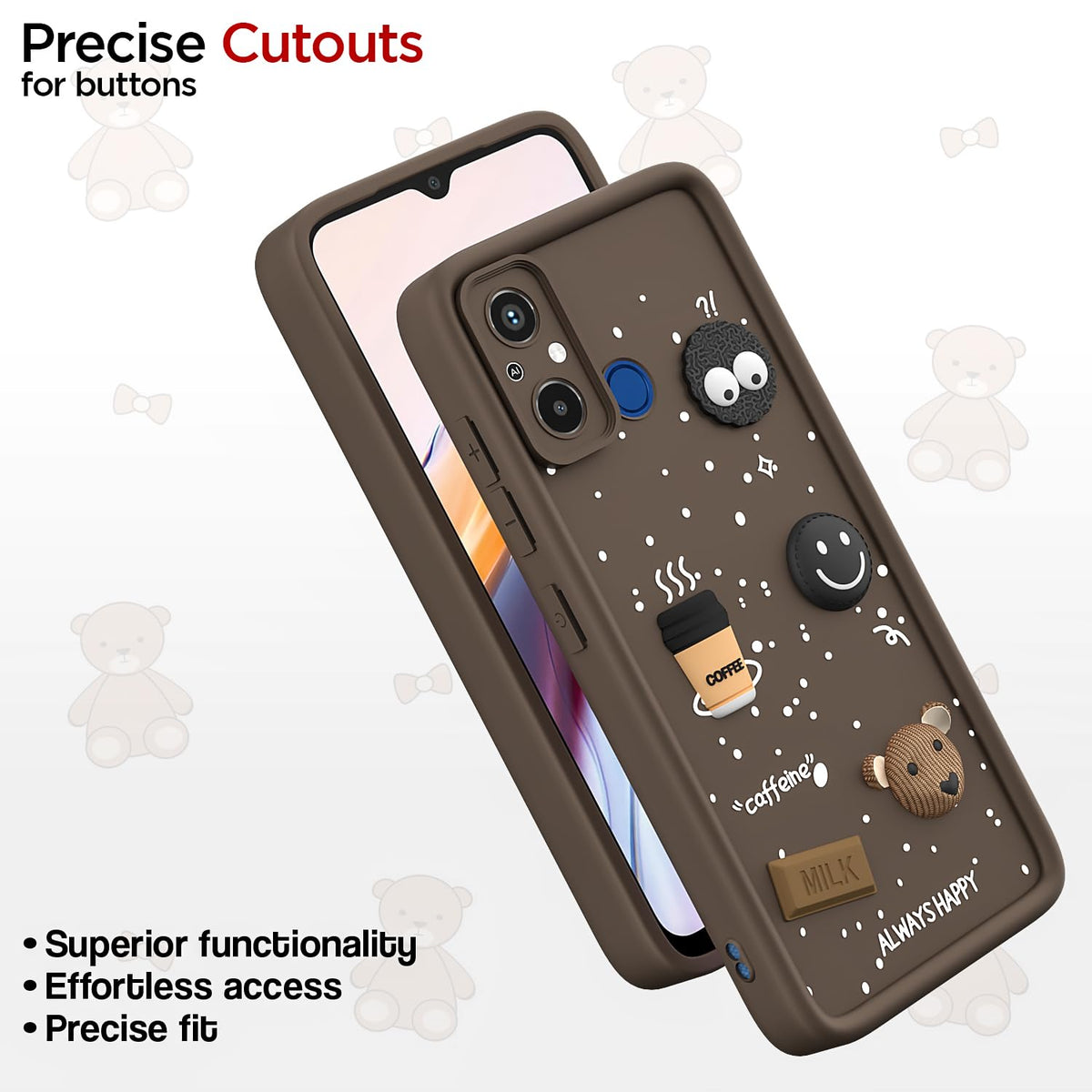 Pikkme brown Silicone mobile back cover for Redmi 12C 4G/3D – photo 6