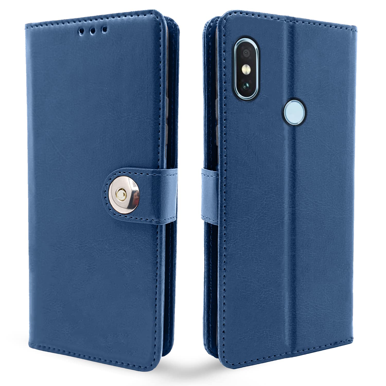 Redmi Note 5 Pro Button Flip Cover   - Blue