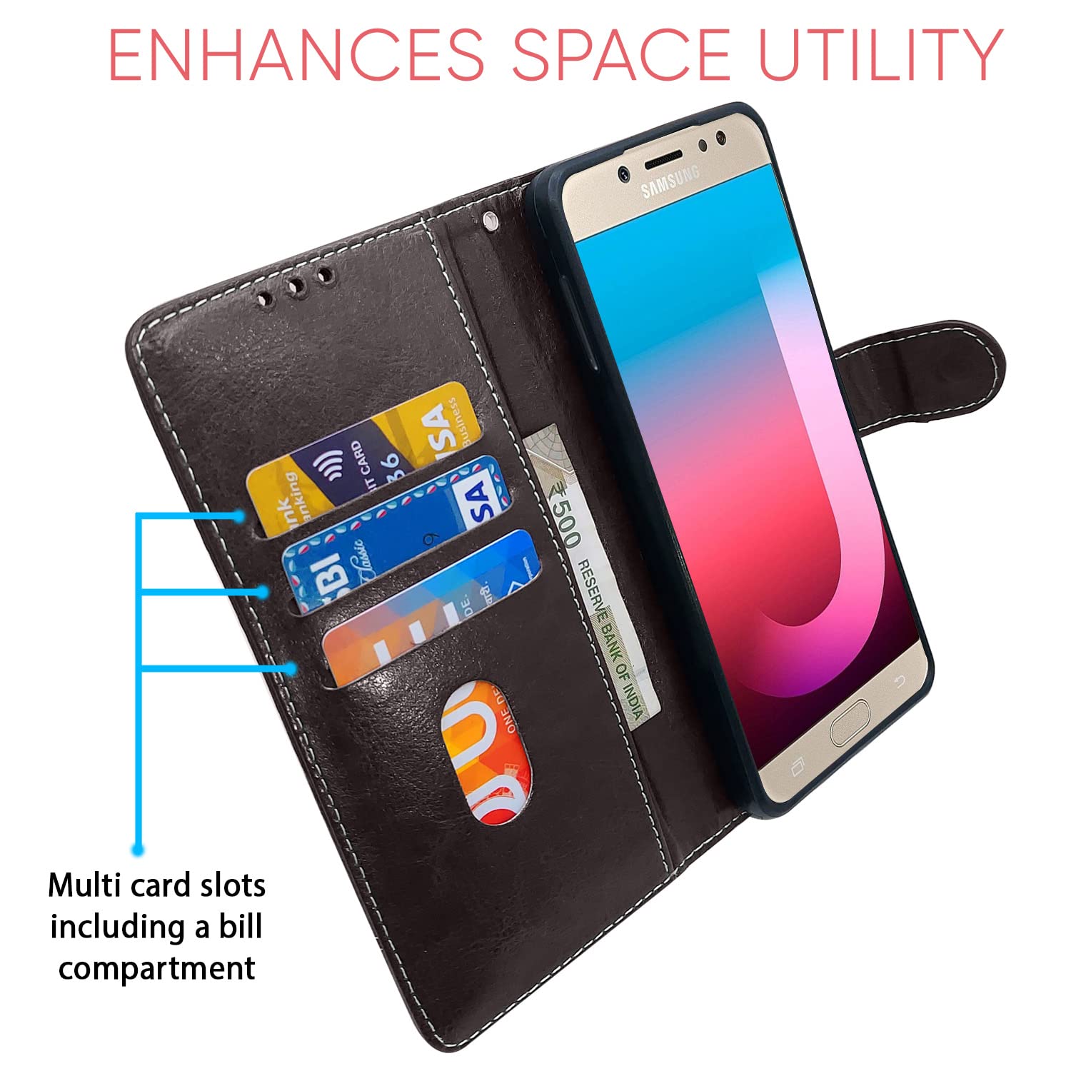 Coffee & brown flip case for Samsung J7 Pro – Pikkme – photo 3