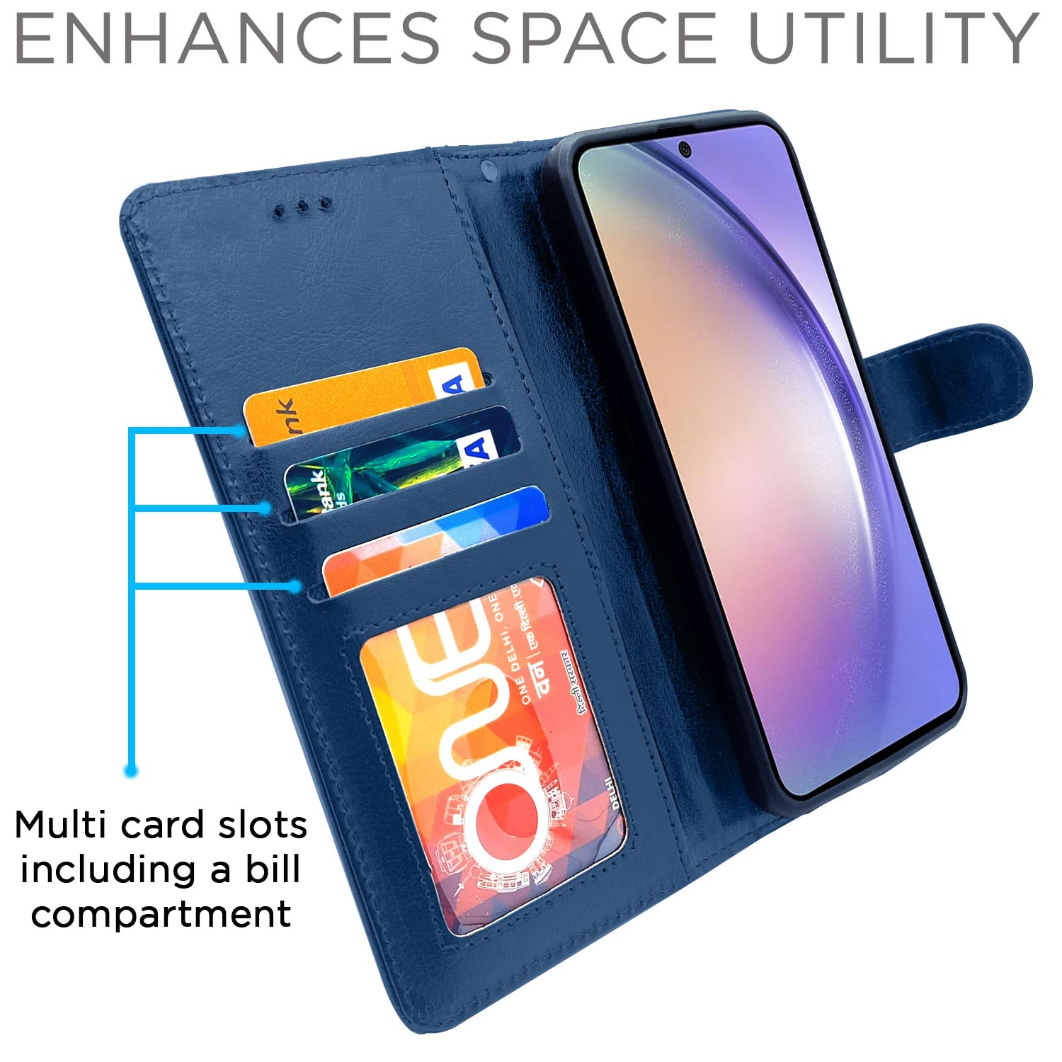 Pikkme Samsung Galaxy A54 5G Vintage Flip Cover (Blue)