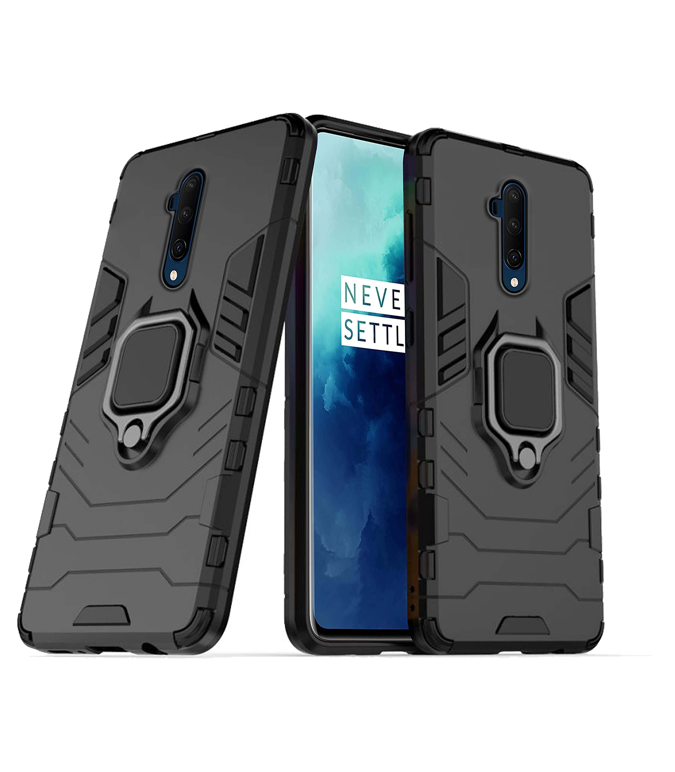 Pikkme black D5 Tough Armor mobile back cover for OnePlus 7T Pro