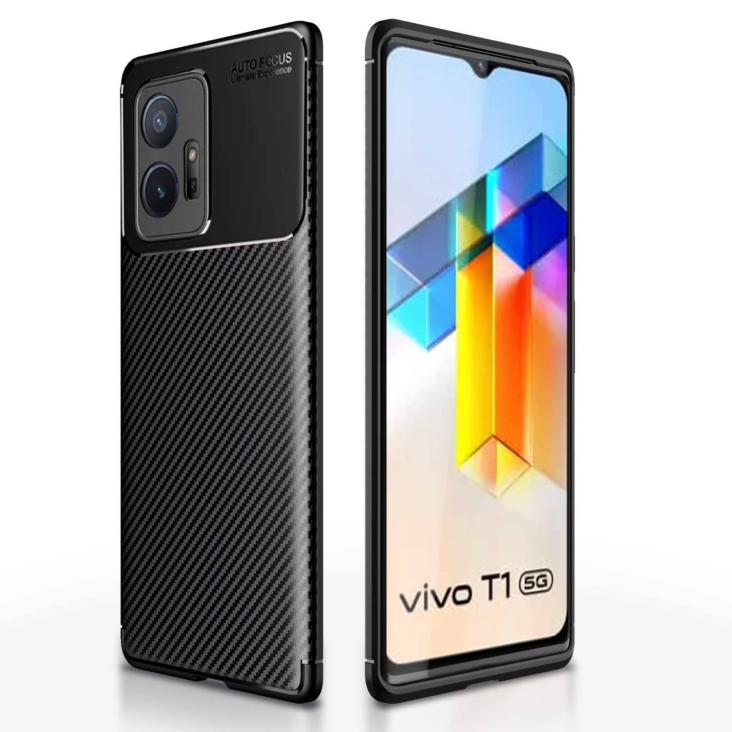 Pikkme black Carbon back cover for Vivo T1/Y75/iQOO Z6 5G