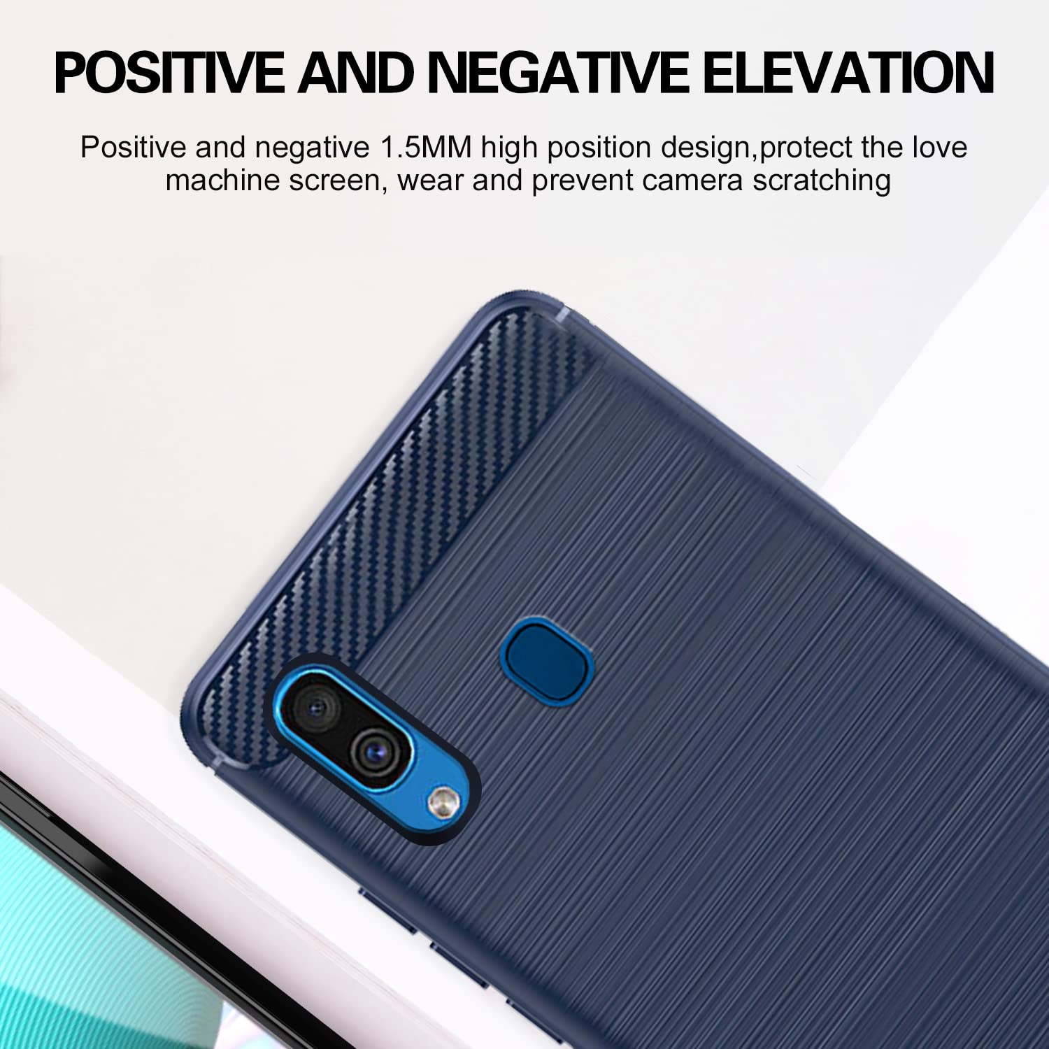 Pikkme Samsung Galaxy A30/ A20/ M10S Hybrid Carbon Fiber Back Cover | Blue