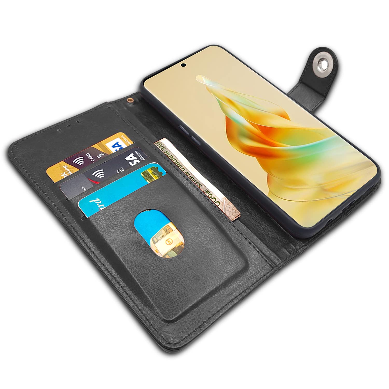 Pikkme black Button mobile flip cover for Oppo Reno 8T 5G – photo 3