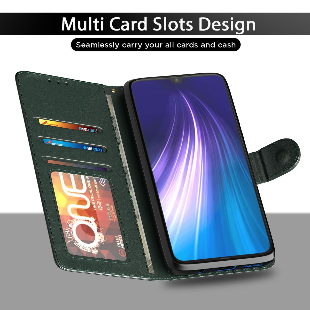 Pikkme green Wallet flip case for Redmi Note 8 – photo 5