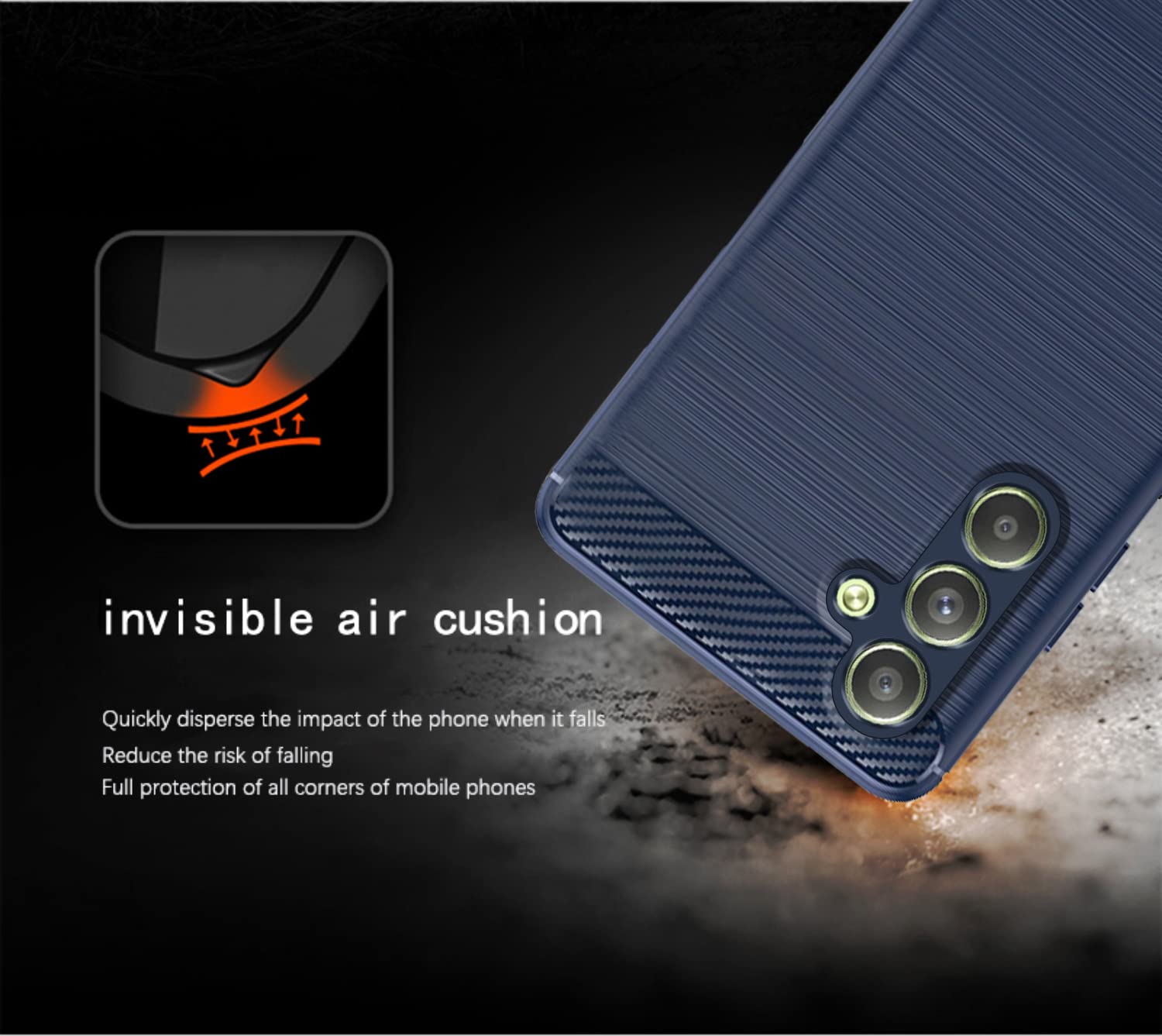 Pikkme Samsung Galaxy M14 5G Hybrid Carbon Fiber Back Cover | Blue