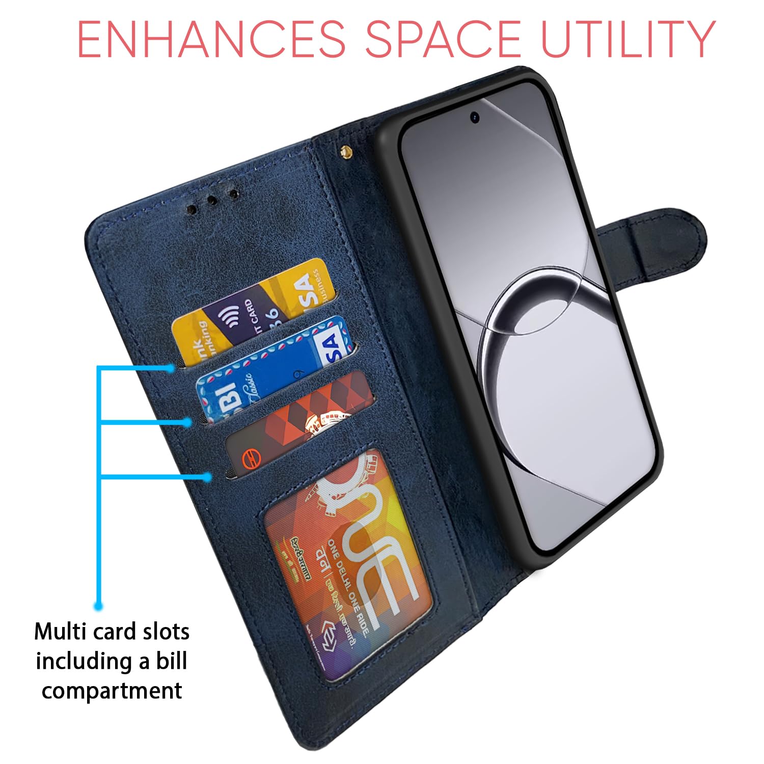 Pikkme Realme 16 5G Magnetic navy & light blue mobile flip cover – photo 5