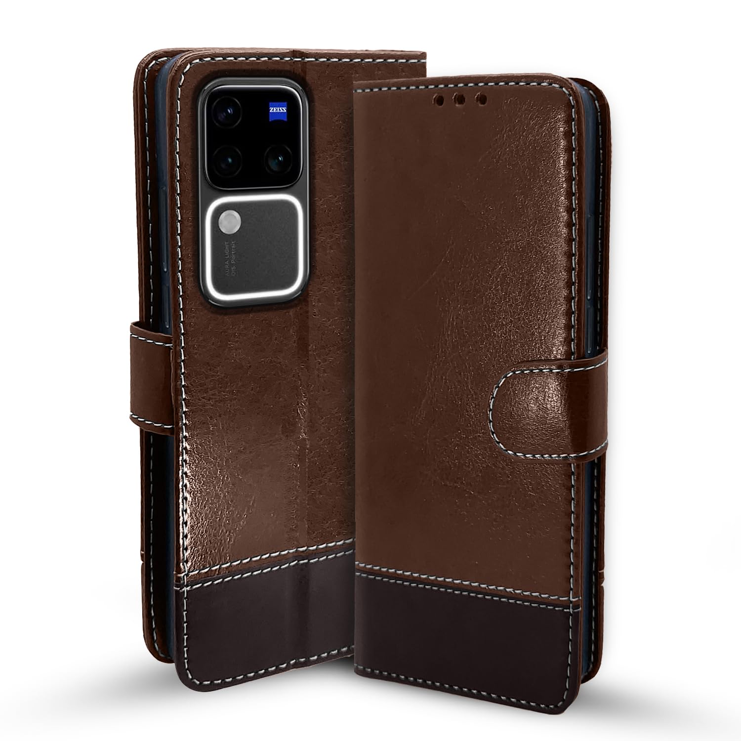 Pikkme brown flip case for Vivo V30 Pro 5G
