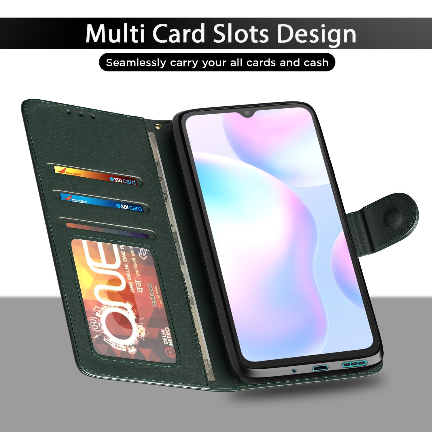 Pikkme Redmi 9A / 9i / 9A Sport Vintage Flip Cover (Green)