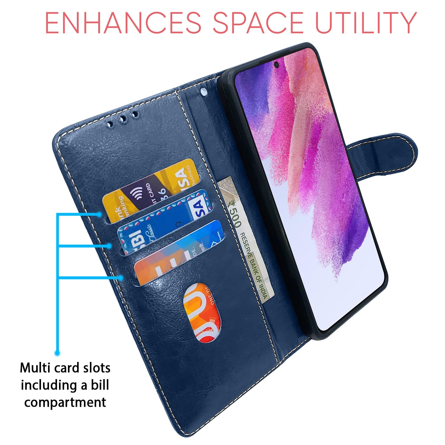 Samsung S21 FE 5G Contrast flip case in blue by Pikkme – photo 5