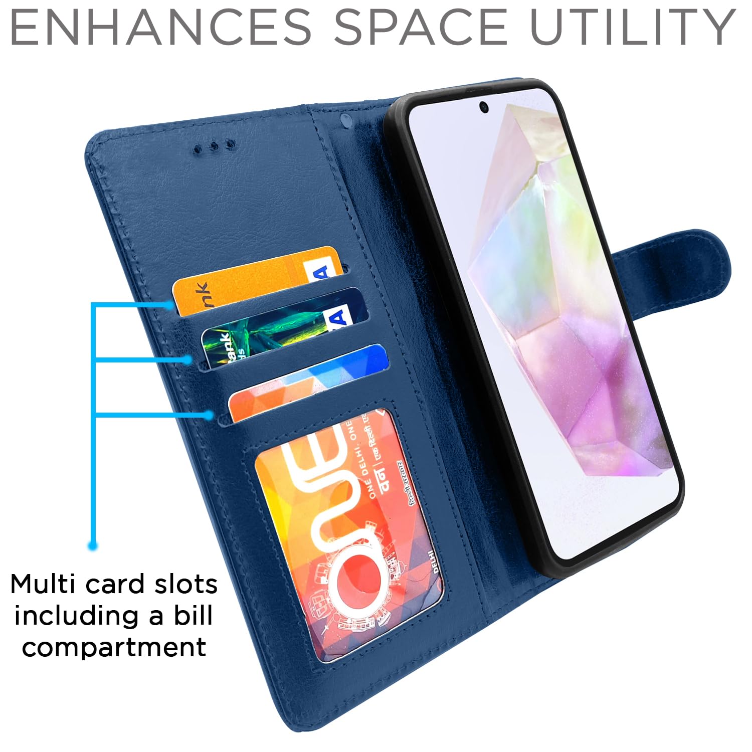 Pikkme Samsung Galaxy A35 5G Vintage Flip Cover (Blue)