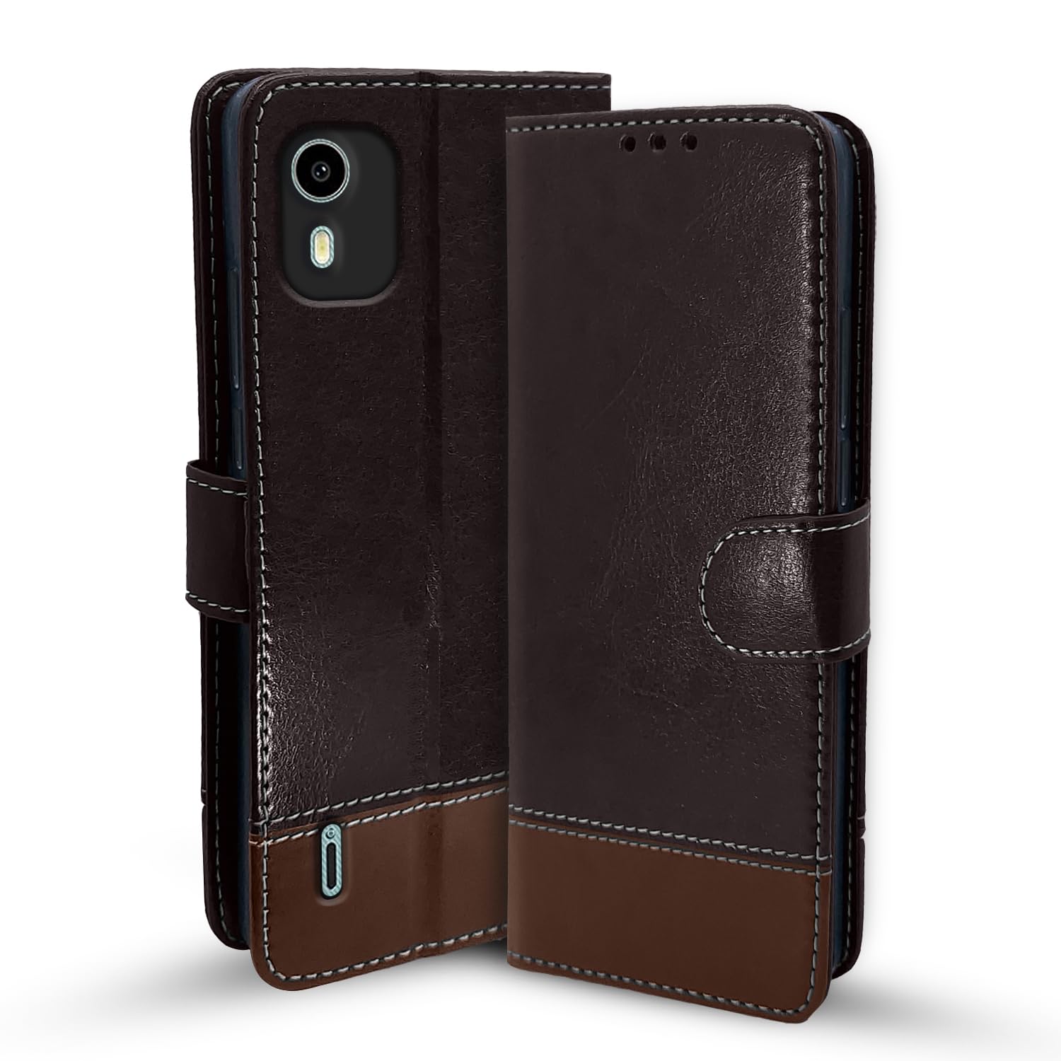Nokia C12/C12 Pro flip case in coffee & brown by Pikkme