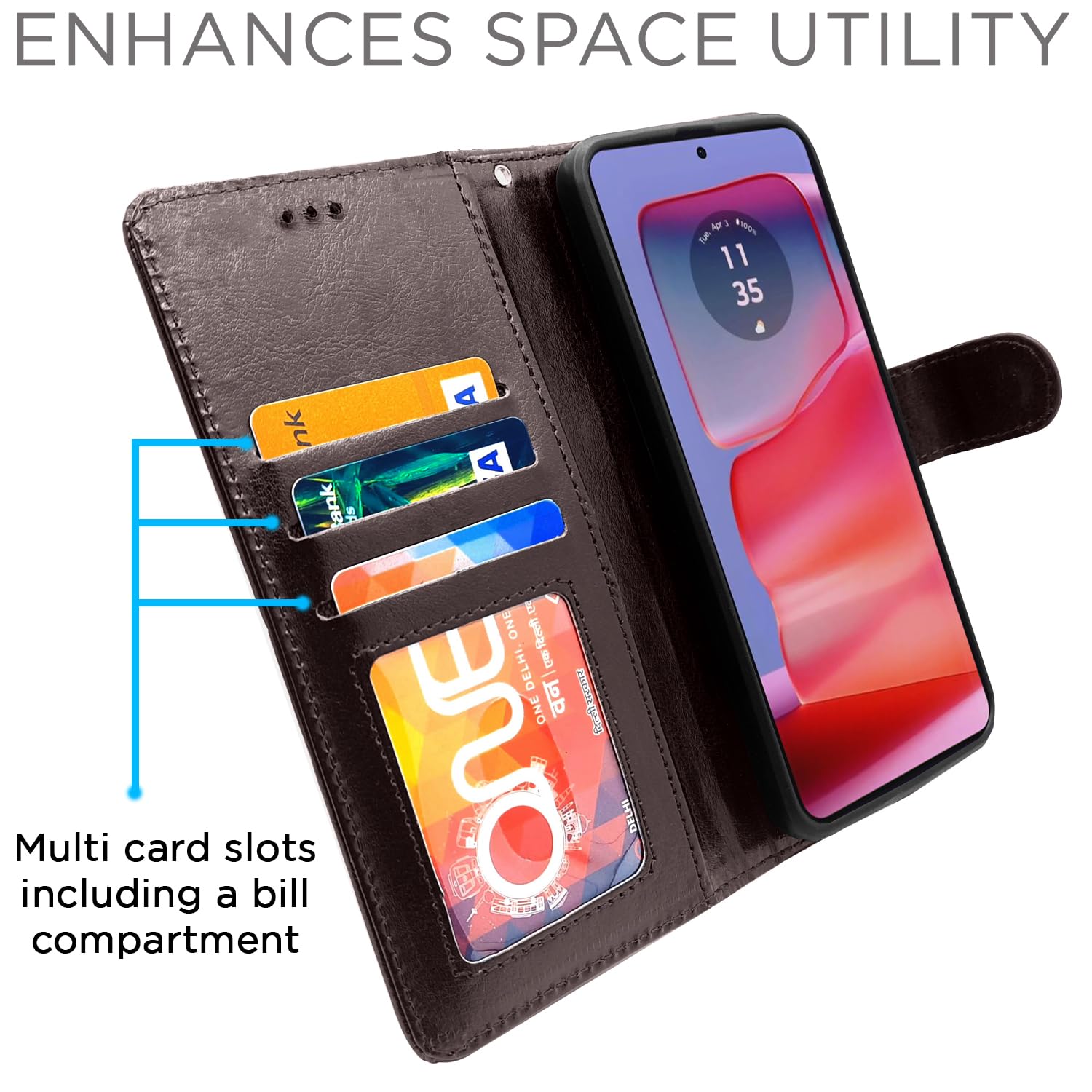 Pikkme Moto Edge 50 Pro 5G Wallet coffee mobile flip cover – photo 2