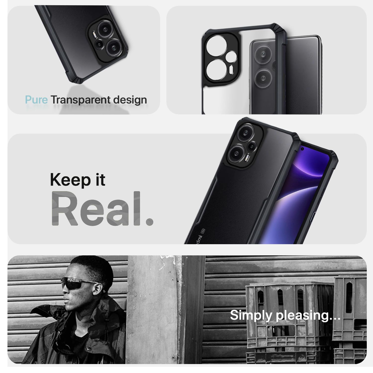 Thermoplastic polyurethane, black Clear back cover for Mi Poco F5 5G – Pikkme – photo 4