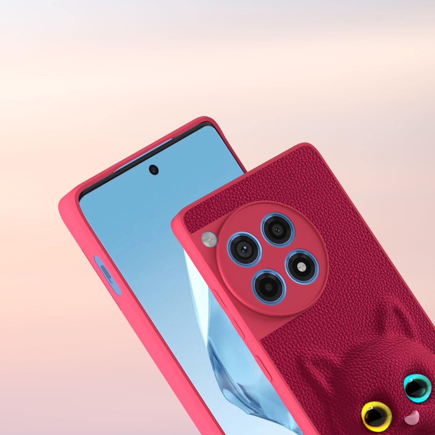 Pikkme OnePlus 12R 5G Kitty Back Cover (Pink)