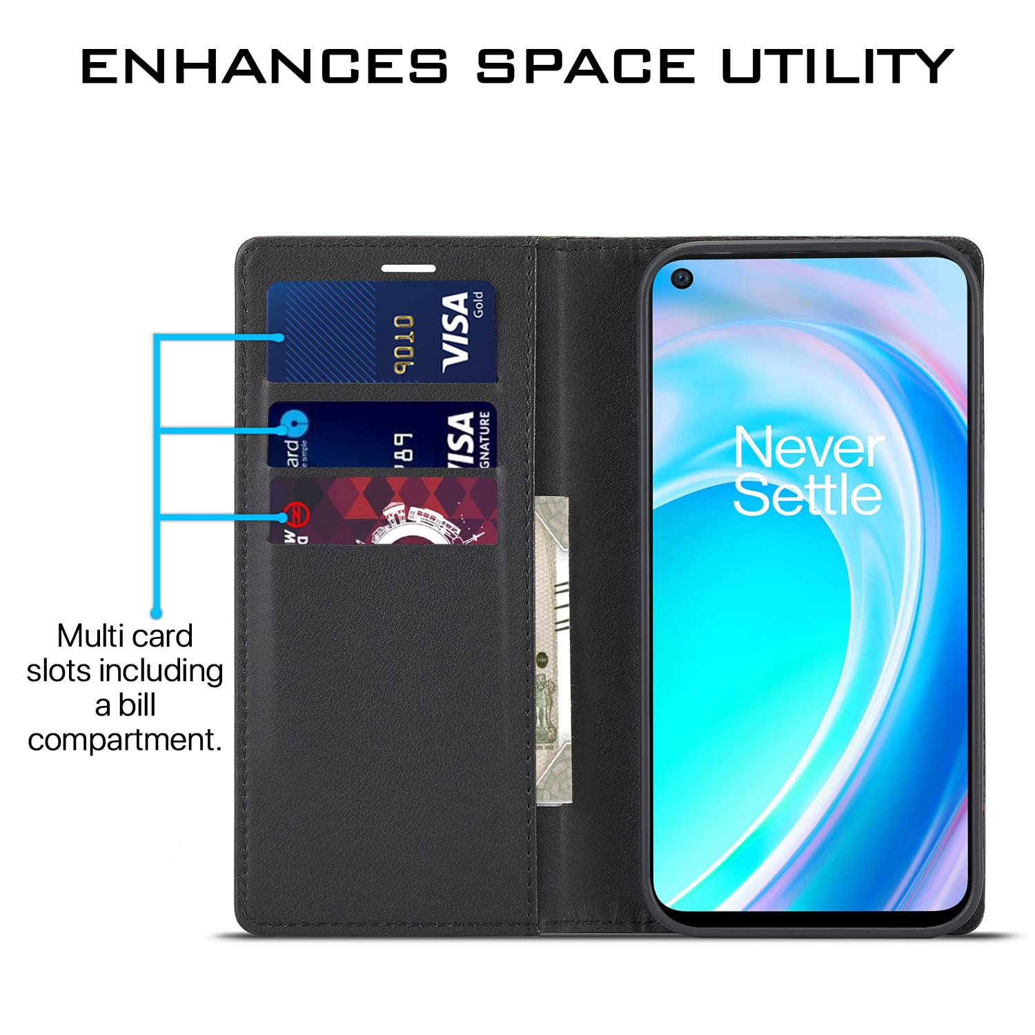 Pikkme OnePlus Nord CE 2 Lite 5G Wallet black flip cover – photo 3