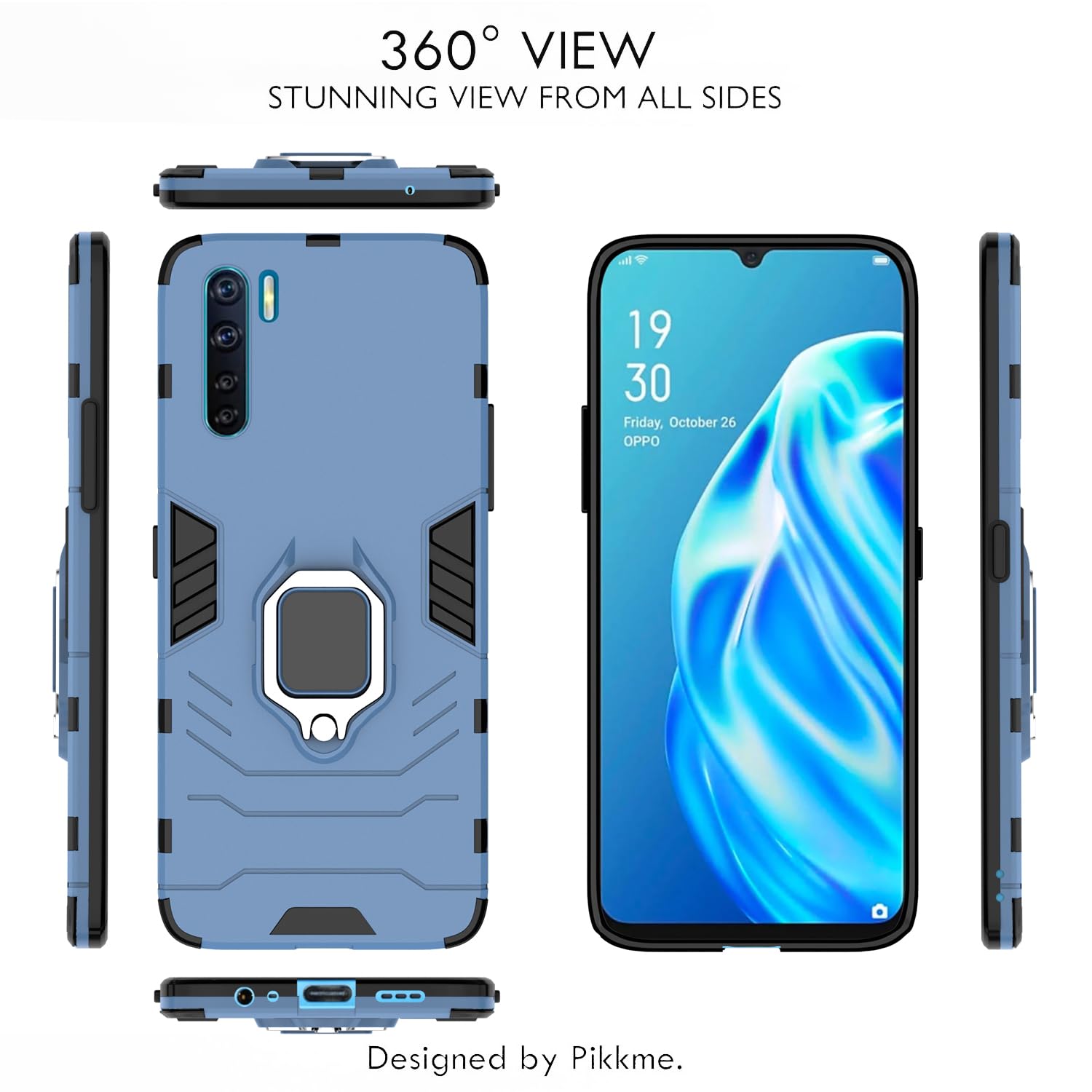 Oppo F15 D5 Tough Armor phone cover in blue by Pikkme – photo 3