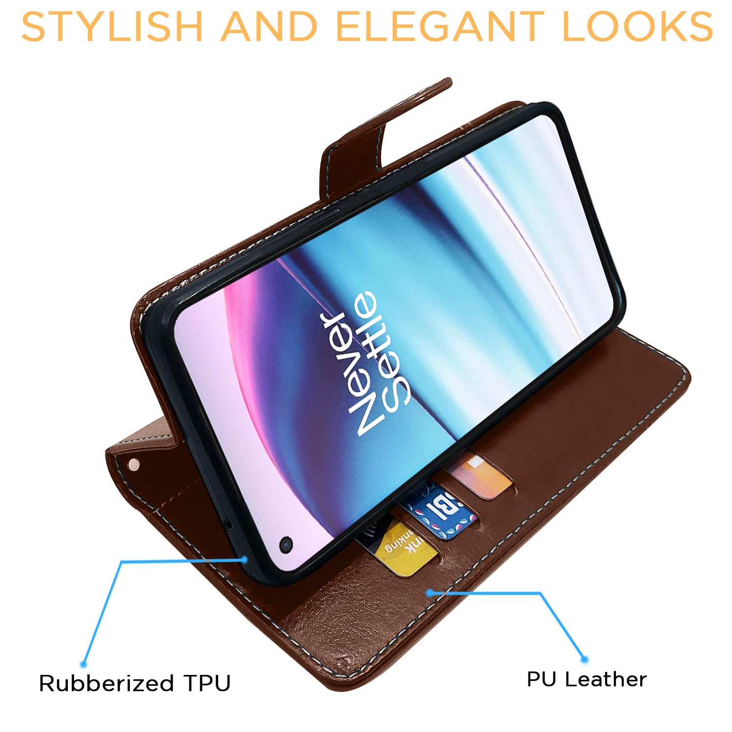 Pikkme brown & coffee wallet flip cover for OnePlus Nord CE 5G – photo 5