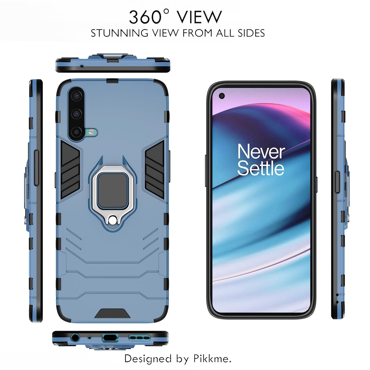 Pikkme OnePlus Nord Ce 5G D5 Tough Armor Back Cover | Blue