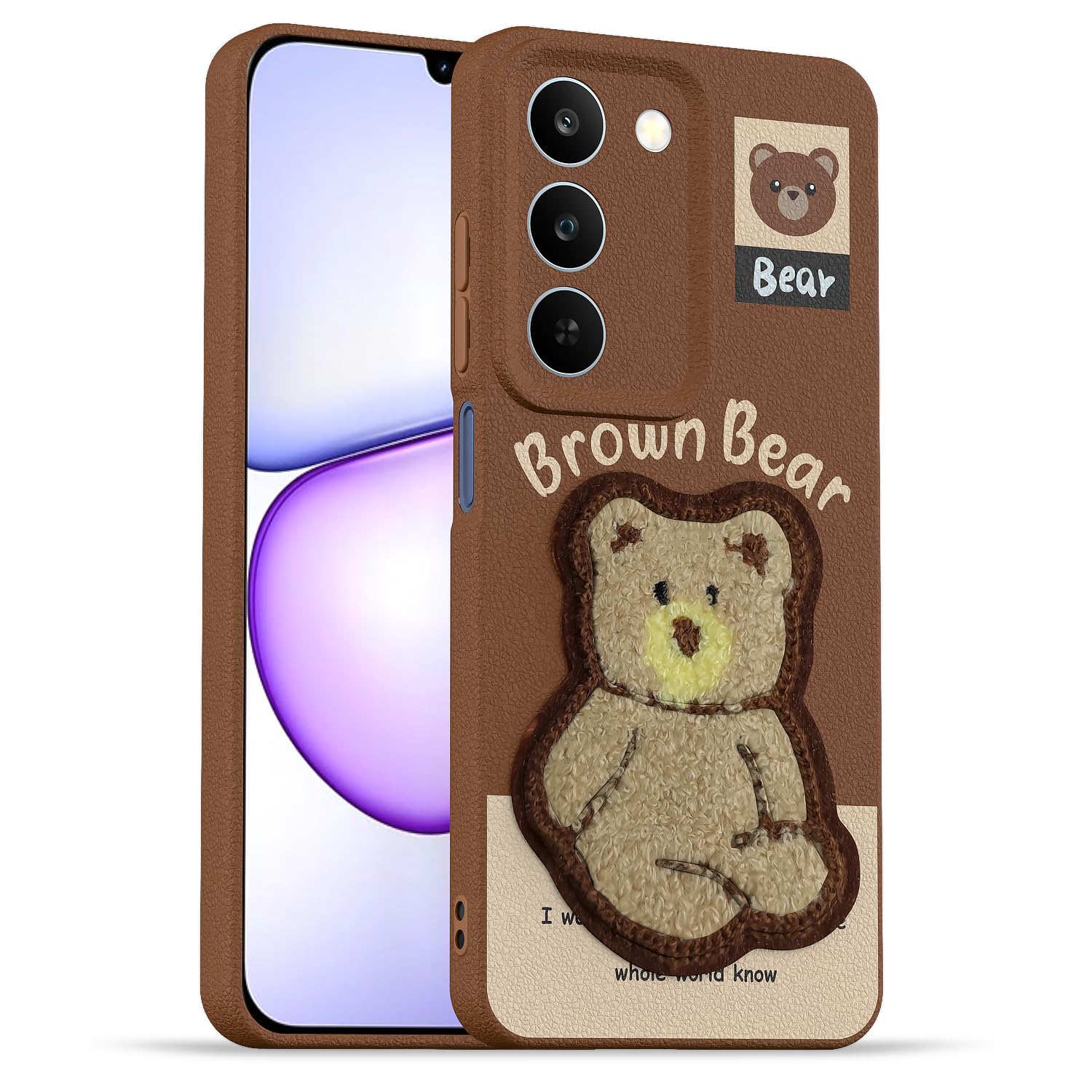 Realme P4 Lite/C83 5G Plush Patch back cover in brown by Pikkme