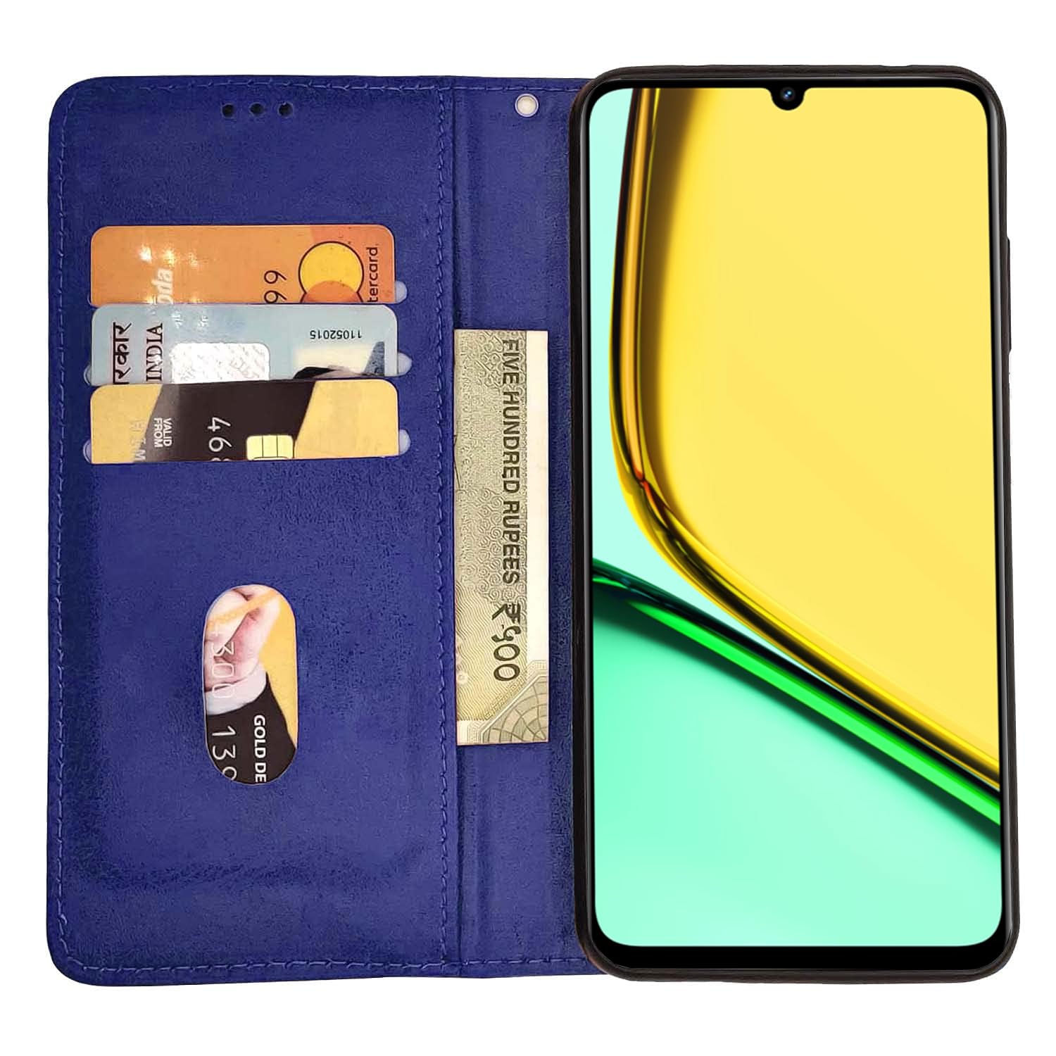 Pikkme Realme C61 / Realme Narzo N61 Premium Leather Magnet Flip Cover (Blue)
