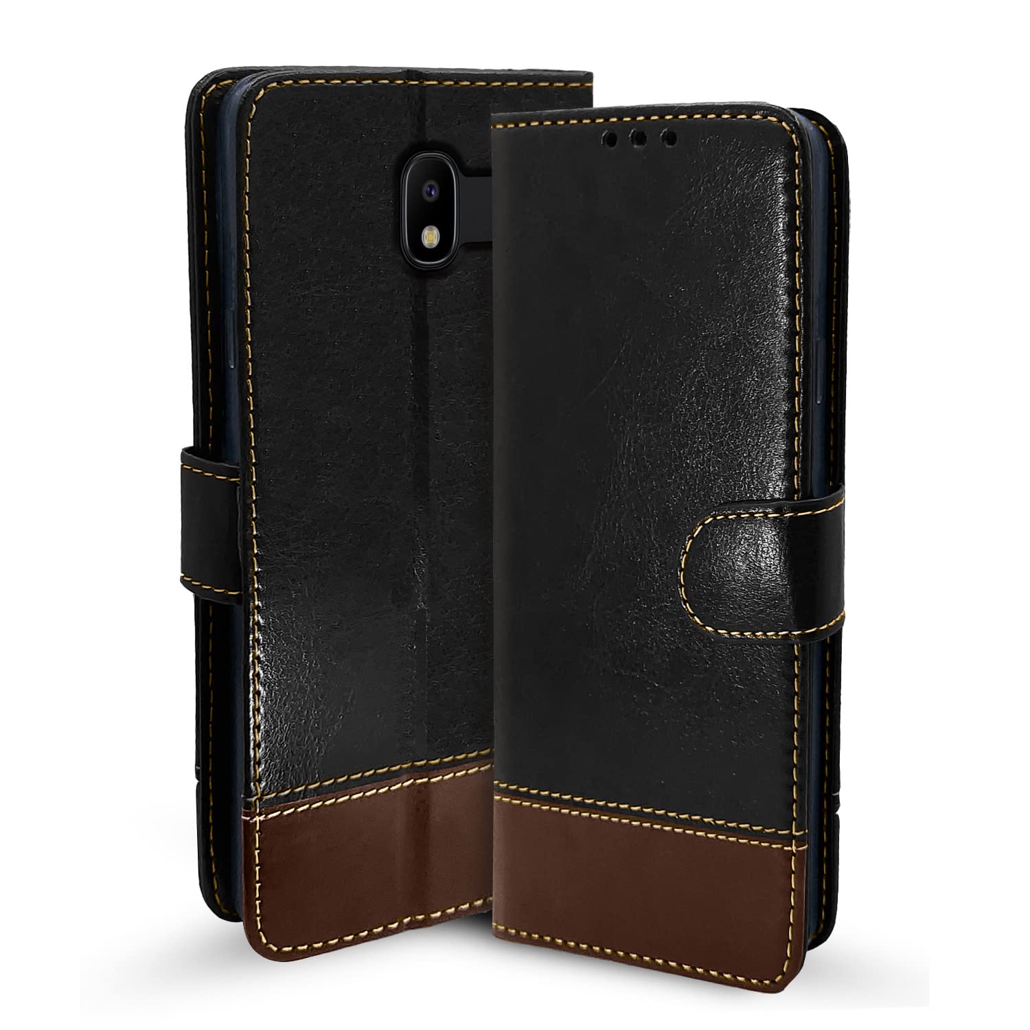 Pikkme black & brown flip case for Samsung J2 Core
