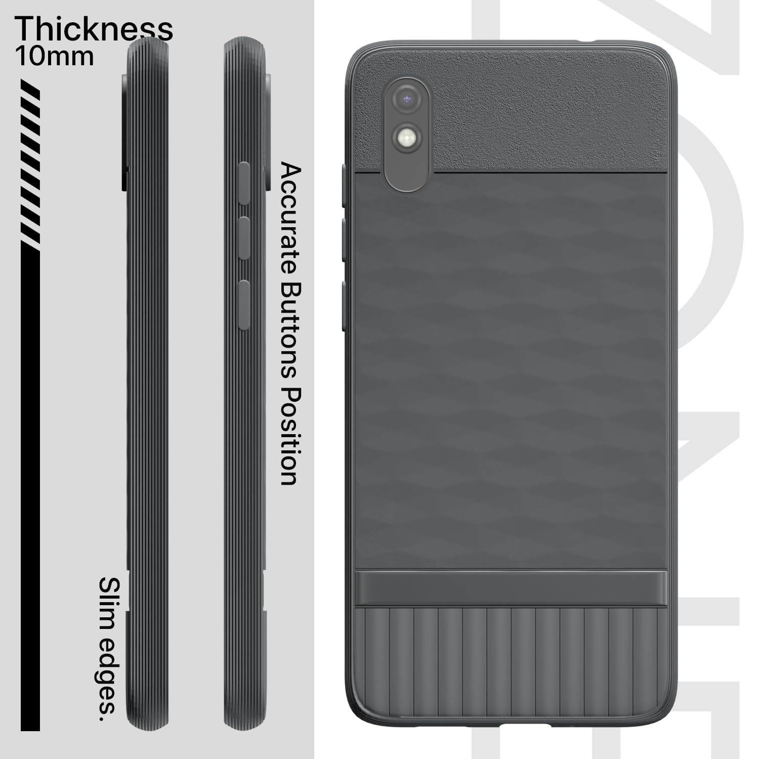 Pikkme Redmi 9A / 9i / 9A Sport Gencase Back Cover (Grey)