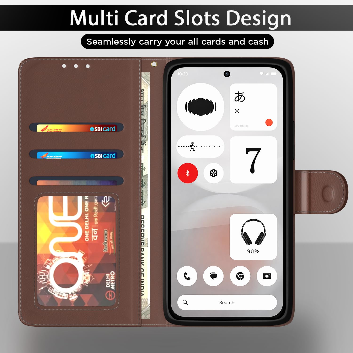Nothing Phone 4b 5G wallet flip cover in tan by Pikkme – photo 5