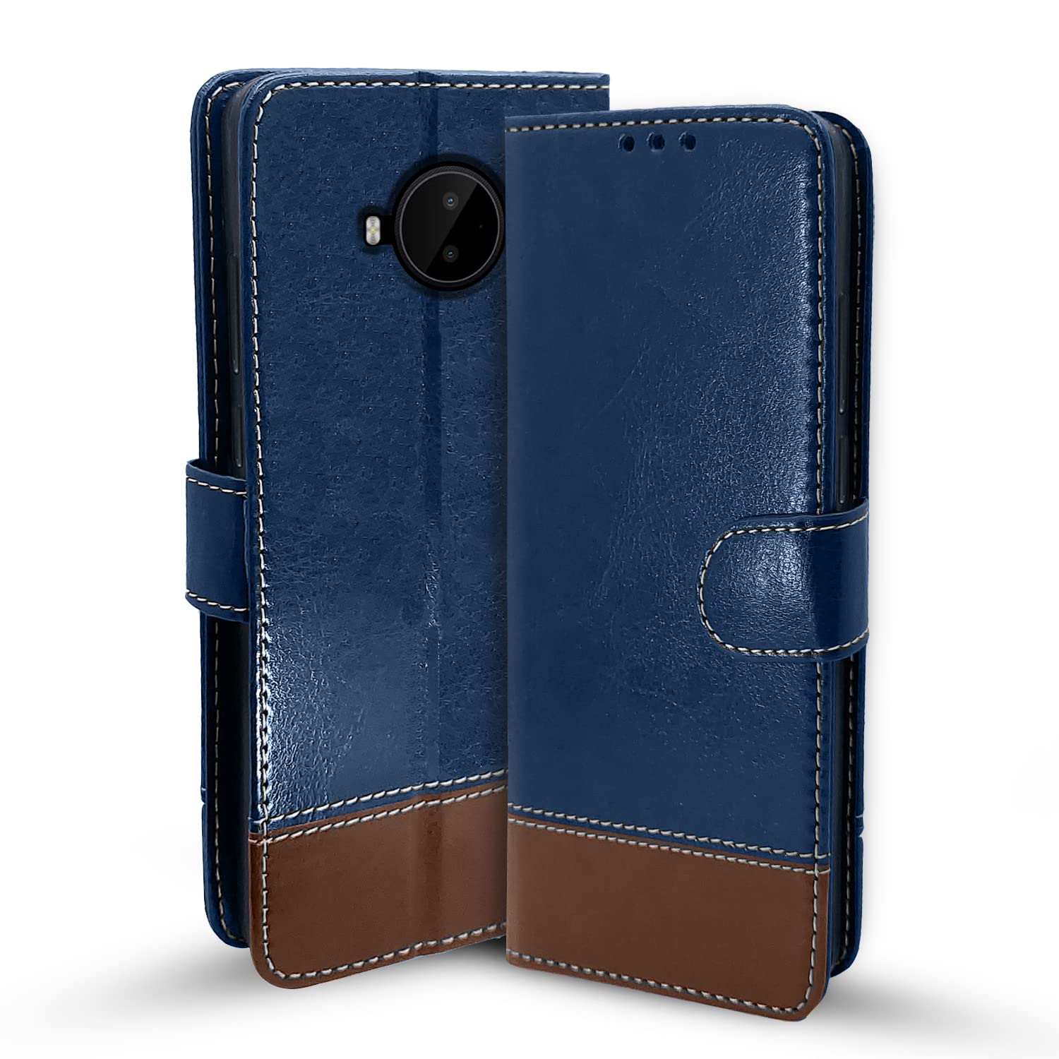 Nokia C20 Plus Magnetic mobile flip cover in blue & brown by Pikkme