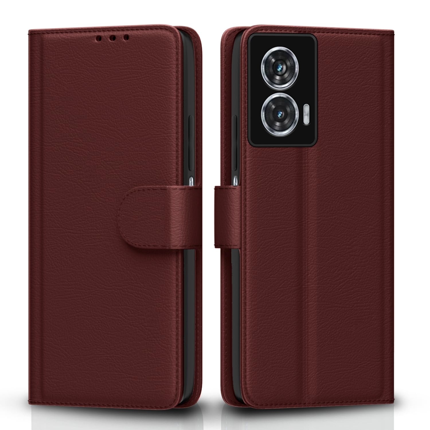 Pikkme Moto Edge 50 Fusion 5G Vintage Flip Cover (Brown)