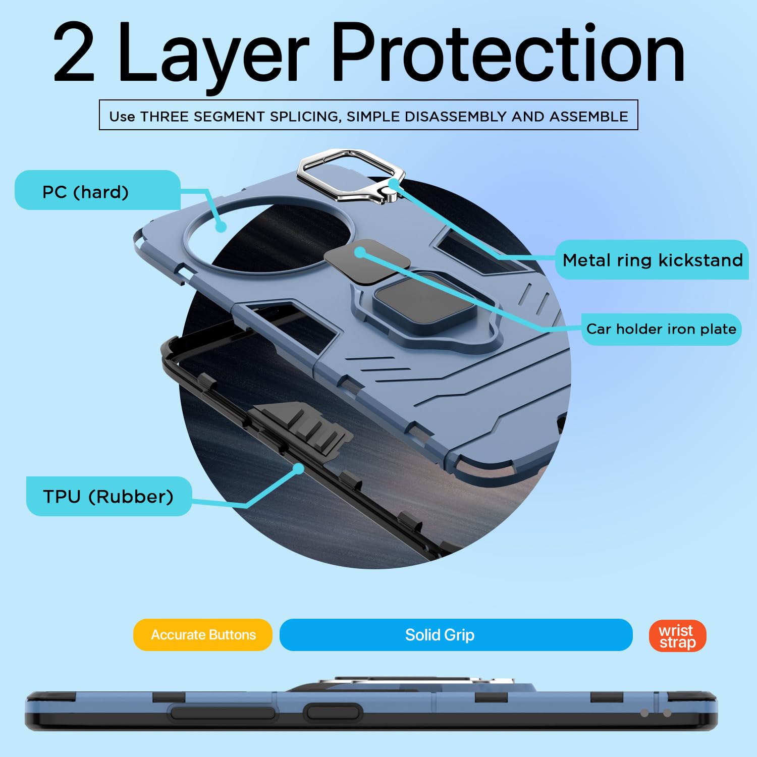 Pikkme OnePlus 13R 5G D5 Tough Armor blue mobile back cover – photo 4