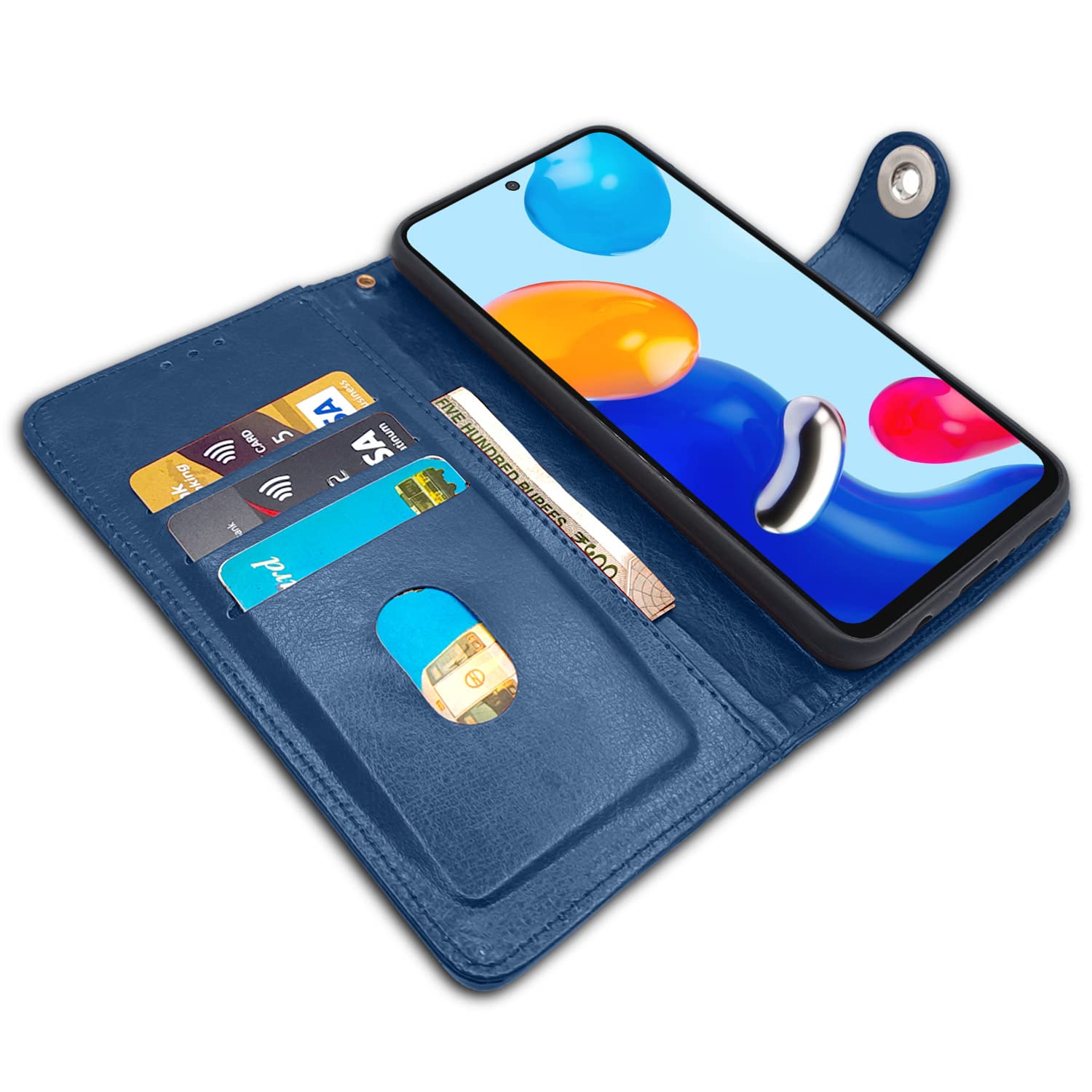 Redmi Note 11/Note 11s Wallet flip cover in button blue by Pikkme – photo 3
