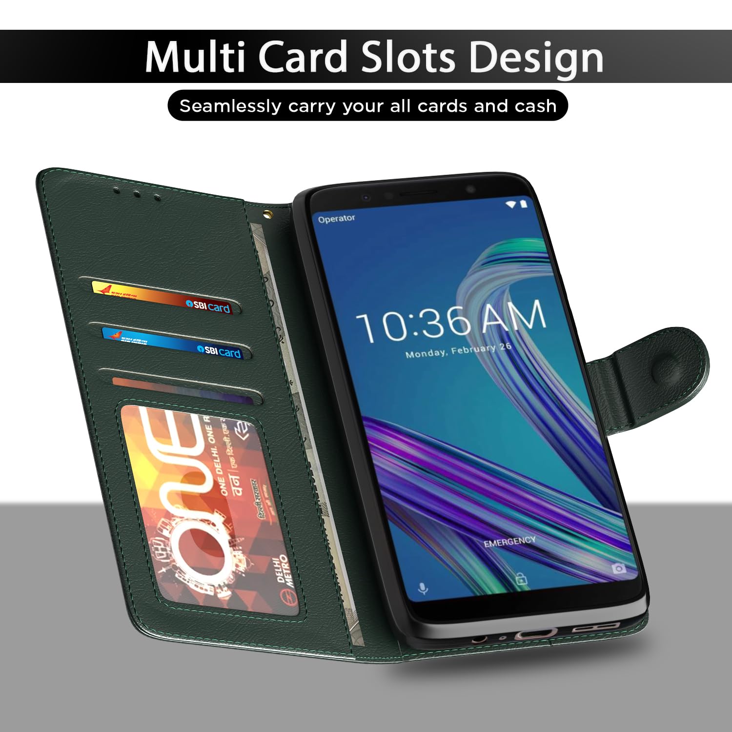 Pikkme Asus Zenfone Max Pro M1 Vintage Flip Cover (Green)