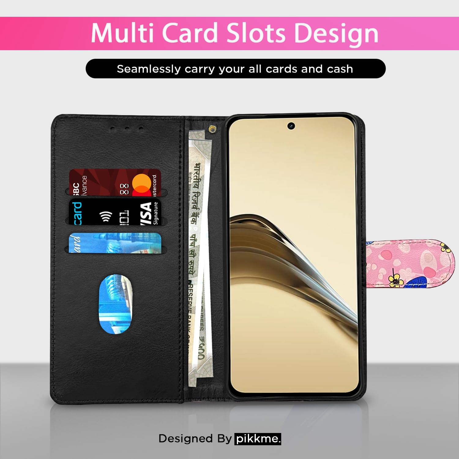 Pikkme Realme 13 Pro/13 Pro Plus 5G Wallet pink flower mobile flip cover – photo 2