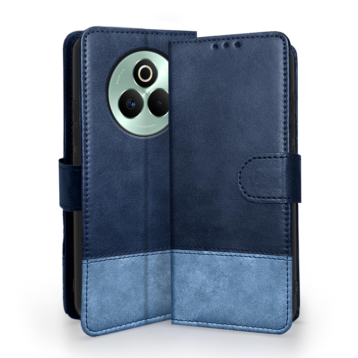 Navy & light blue Magnetic wallet flip cover for Realme P3 Pro 5G – Pikkme