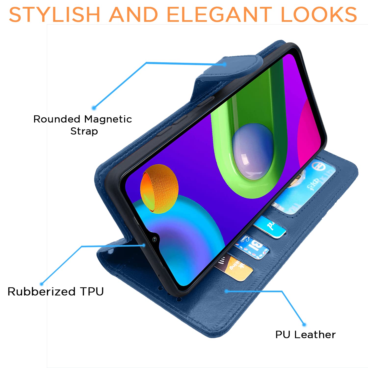 Pikkme Samsung Galaxy M02 Flip Cover Vintage Flip Cover (Blue)