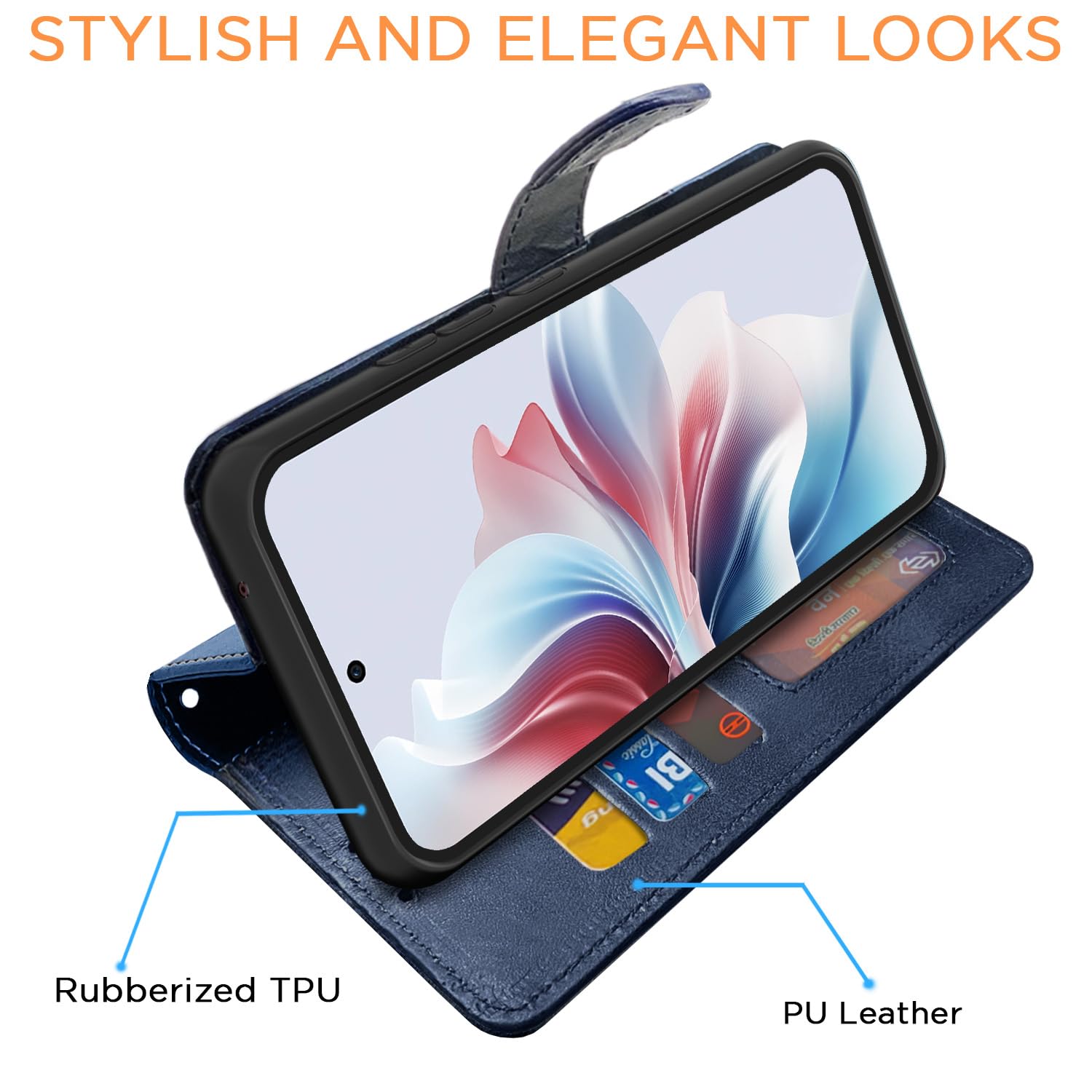 Navy & light blue wallet flip cover for OPPO F25 Pro 5G – Pikkme – photo 5