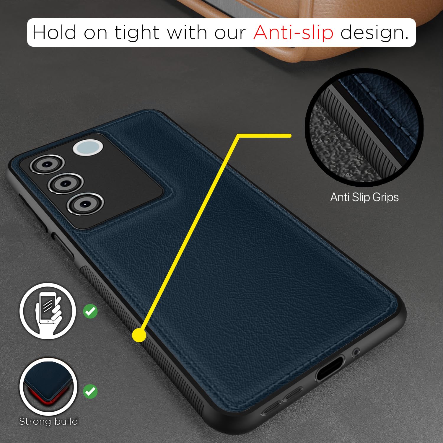Pikkme Vivo V27 5G / V27 Pro Leatherback Back Case | Blue