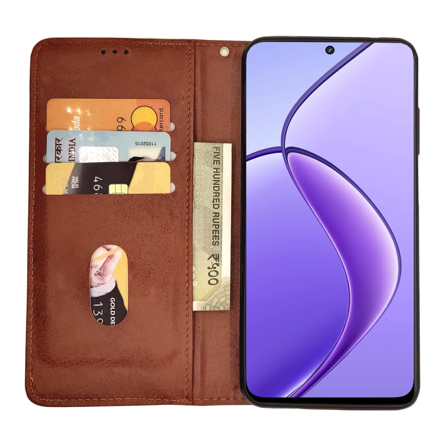 Pikkme Realme Narzo 70x 5G/N65/13/12/12X 5G/C65 Magnetic brown flip case – photo 3