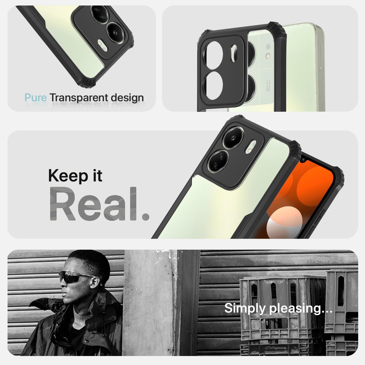 Redmi 13C 4G/Poco C65 Hybrid phone cover in black by Pikkme – photo 4