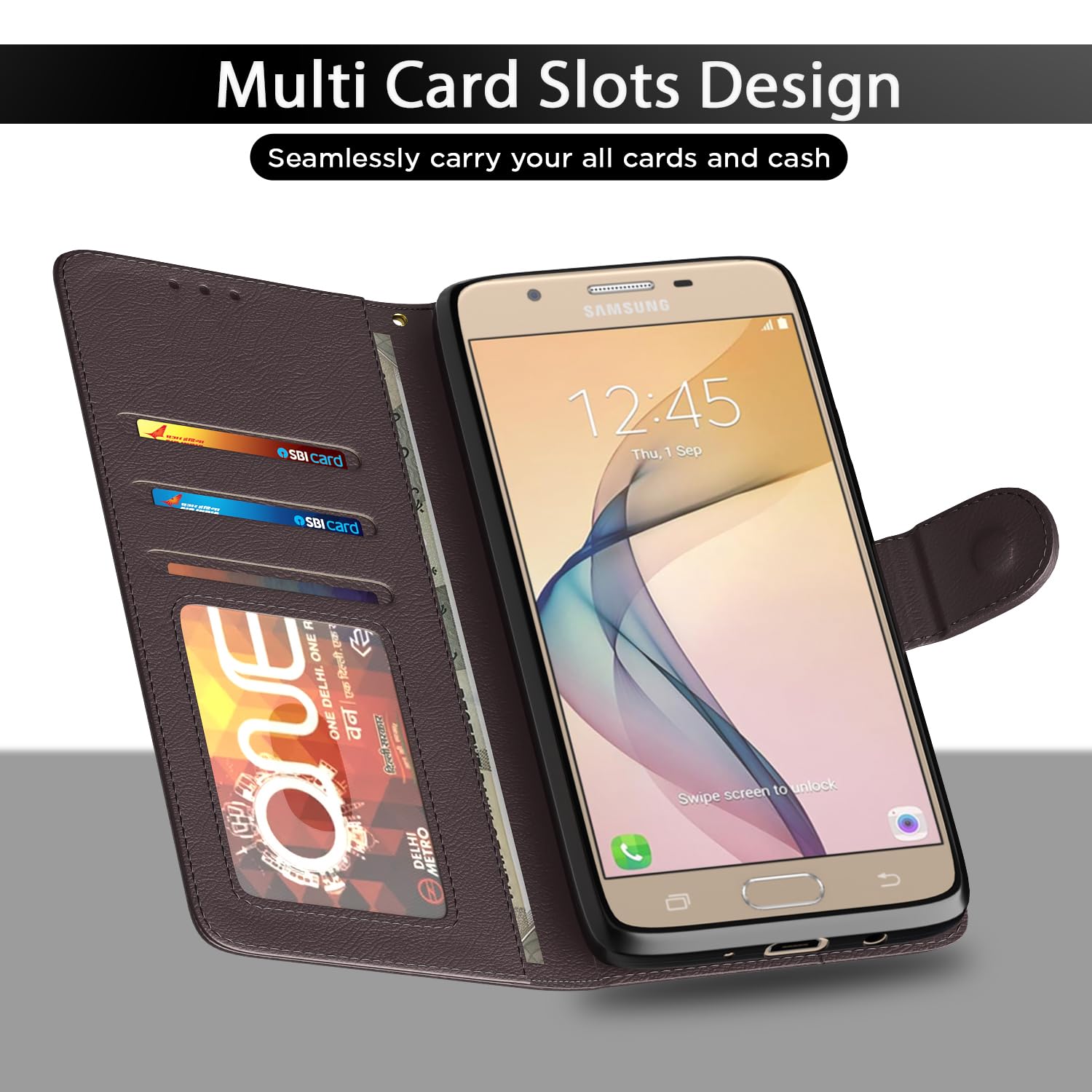 Pikkme Samsung Galaxy J7 Prime Vintage Flip Cover (Coffee)