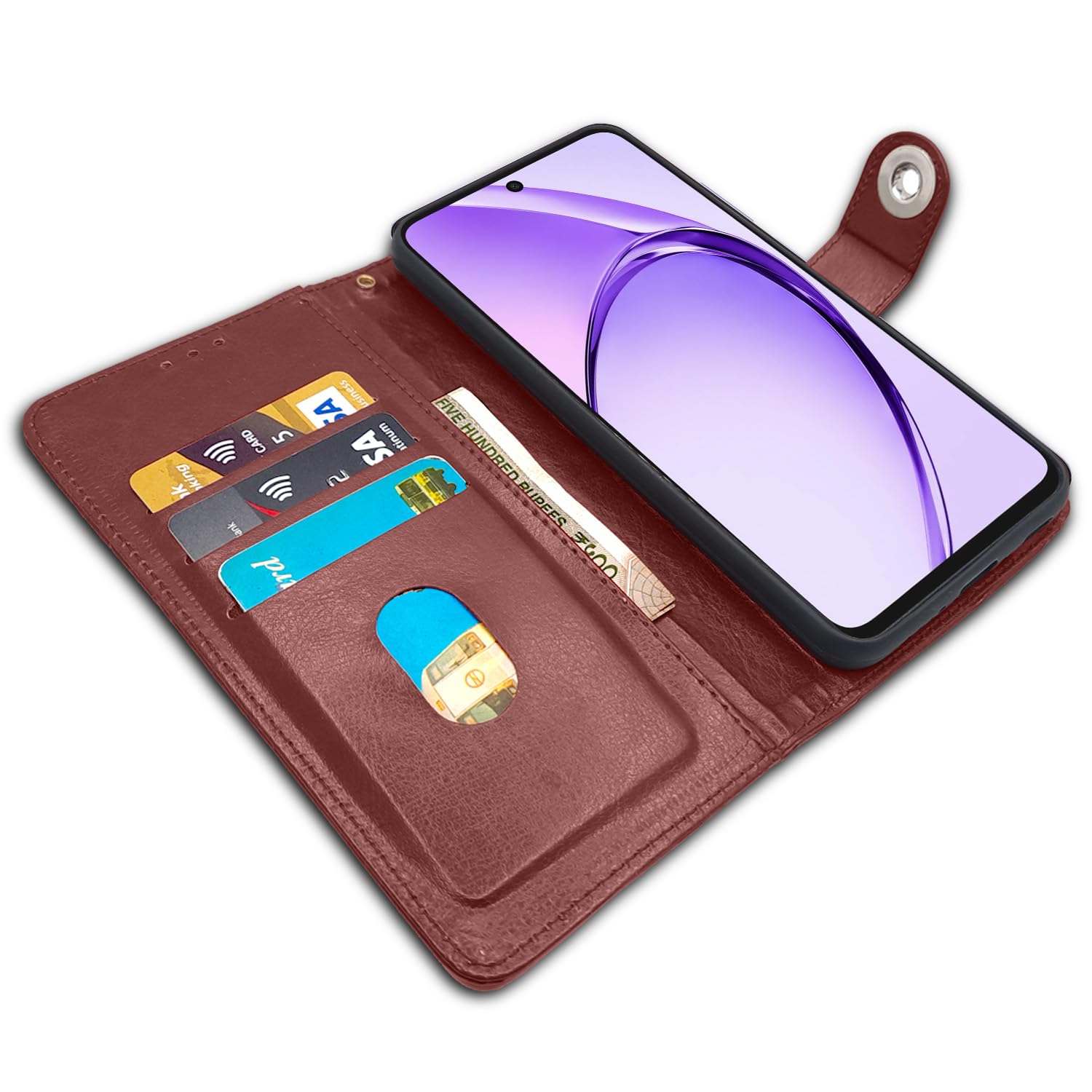 Pikkme Oppo A3x 5G / A3x 4G / A3 5G Button Flip Cover (Brown)