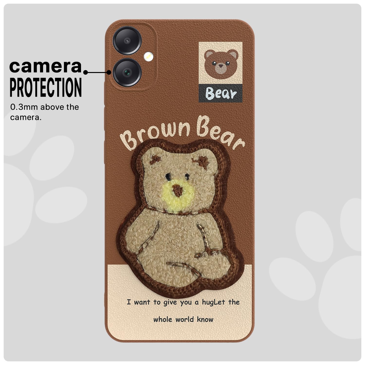 Pikkme brown Plush Patch phone cover for Samsung A05/M05/F05 – photo 6