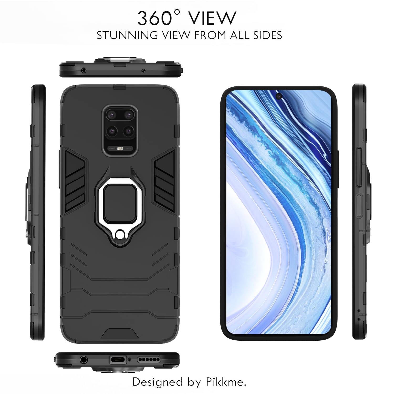 Pikkme Redmi Note 9 Pro, Note 9 Pro Max, Poco M2 Pro D5 Tough Armor black back cover – photo 3