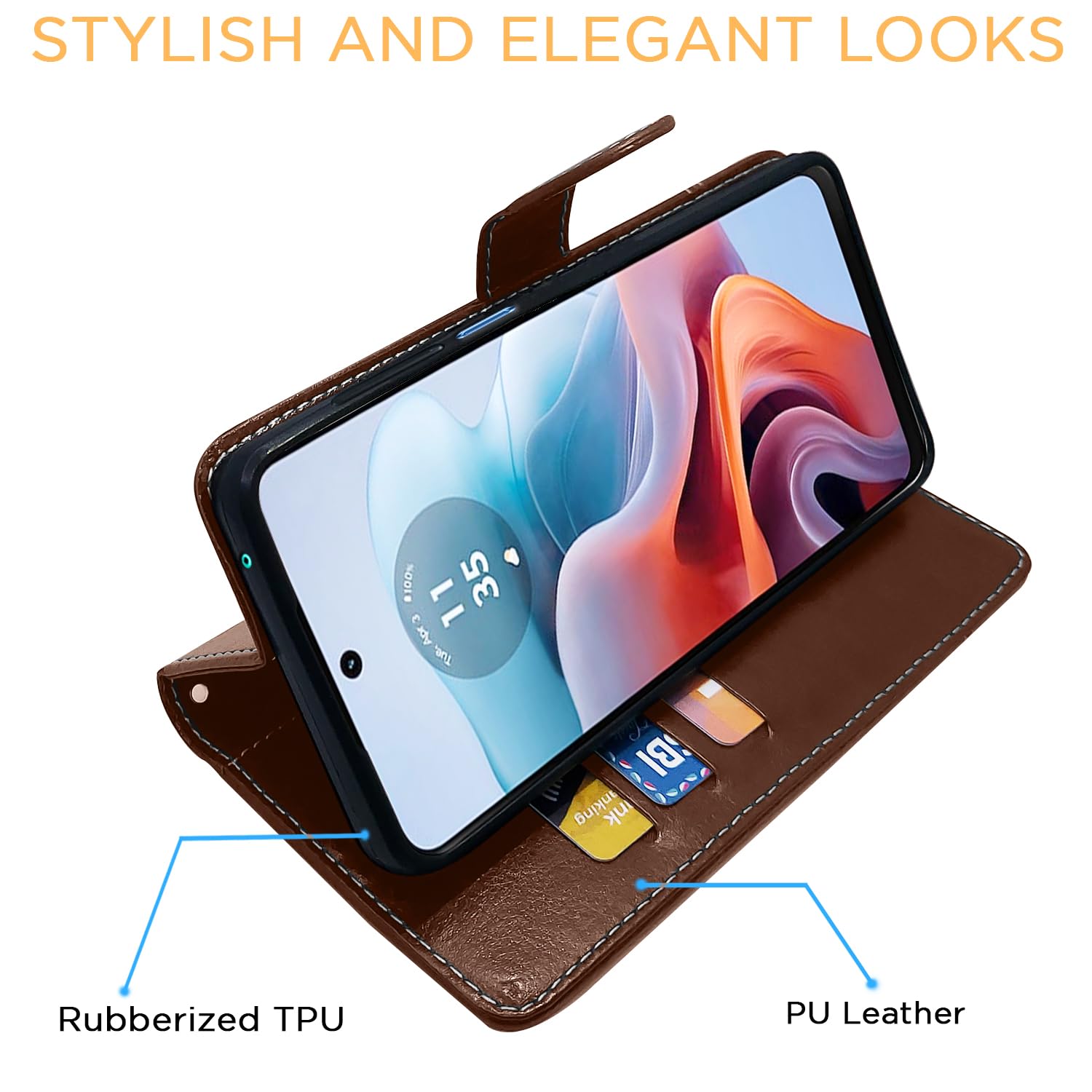 Pikkme Moto G34/G45 5G Magnetic brown & coffee mobile flip cover – photo 5