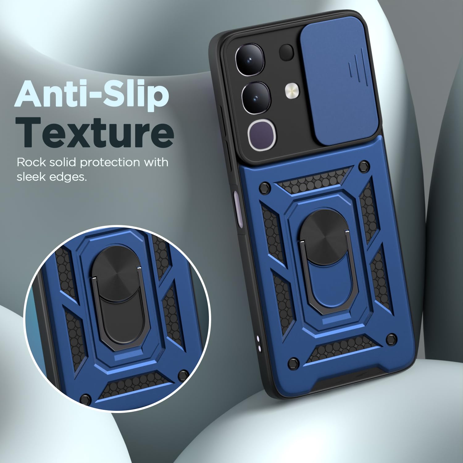 Pikkme Vivo T4x 5G D10 Tough Armor Back Cover (Blue)