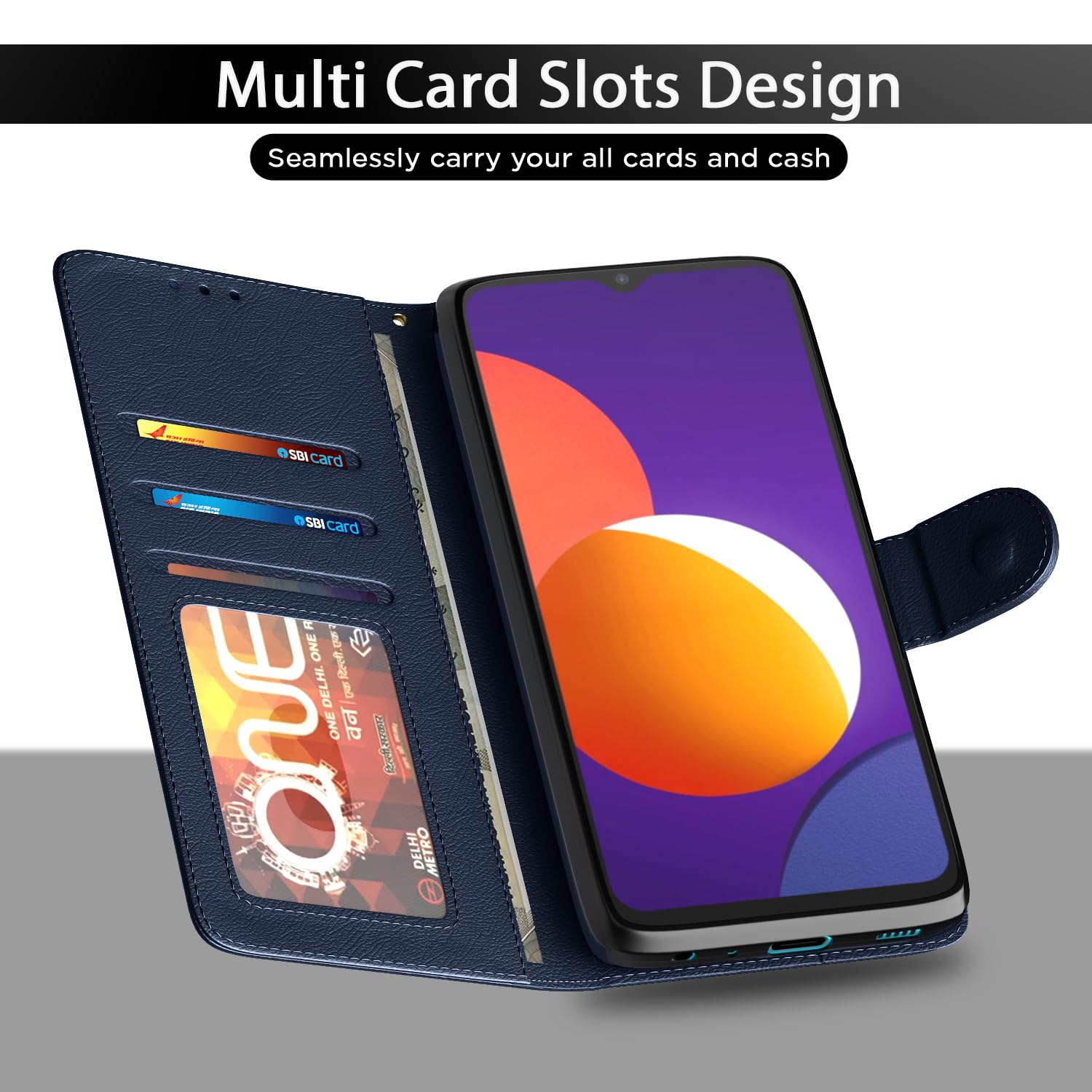 Pikkme Samsung Galaxy M32 4G / M32 Prime / F22 4G Flip Cover (Blue)