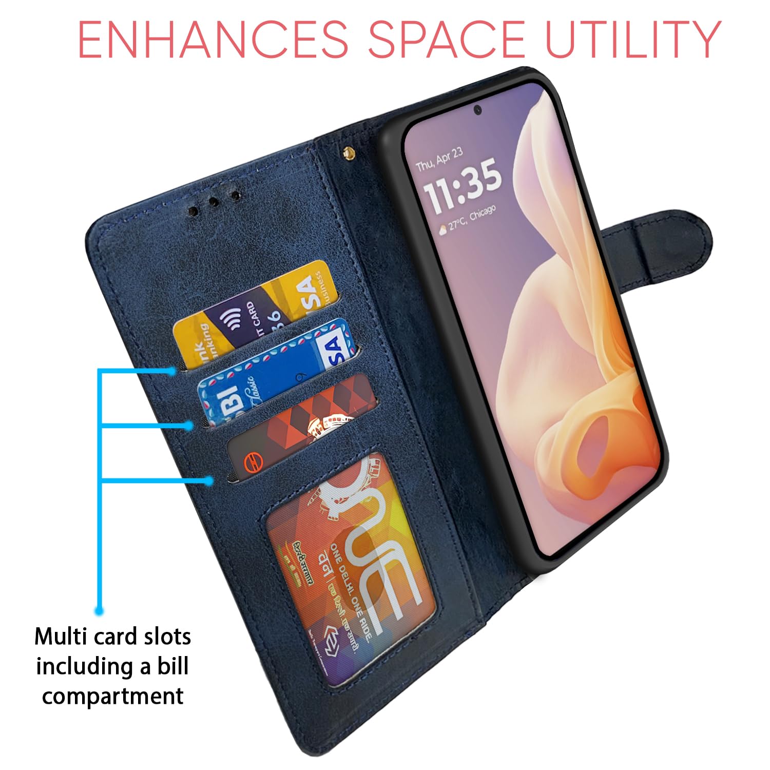 Pikkme navy & light blue flip cover for Moto G85 5G – photo 5