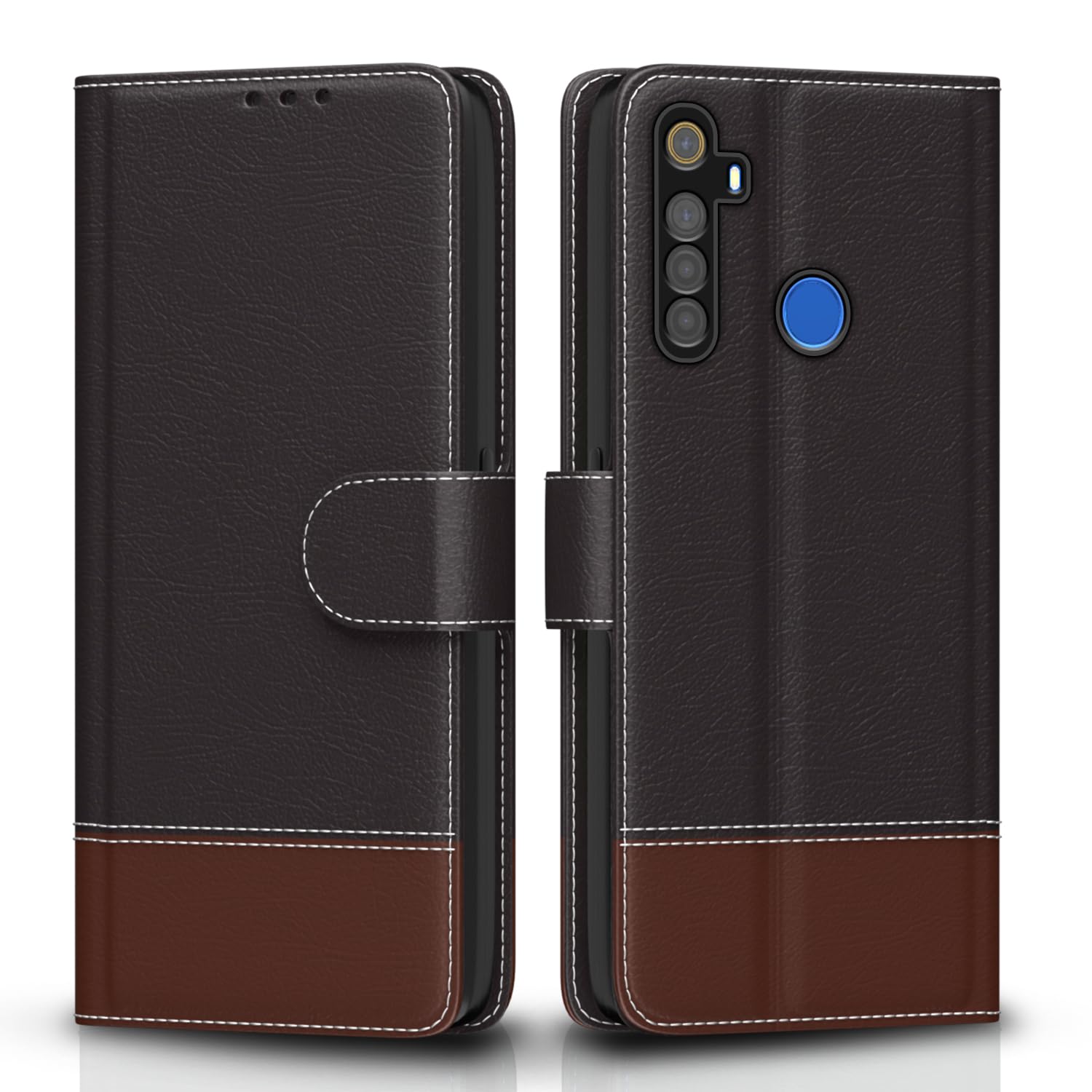 Pikkme coffee & brown Magnetic wallet flip cover for Realme 5i/5/5s/Narzo 10